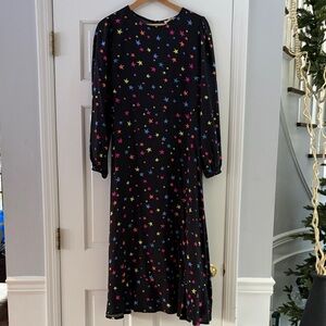Elegant Black Starry Long Sleeve Dress